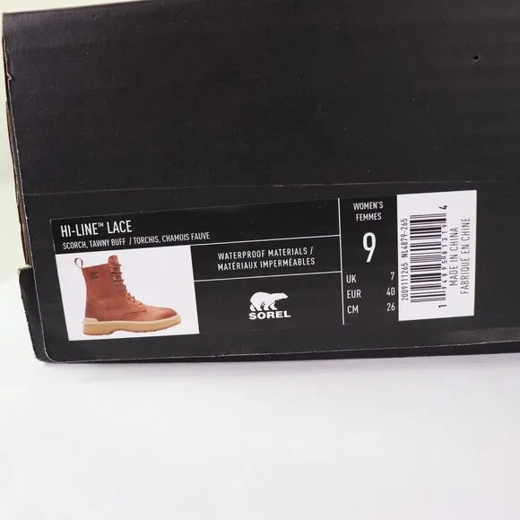 NEW Sorel Hi Line Waterproof Leather Lace up Boots size 9