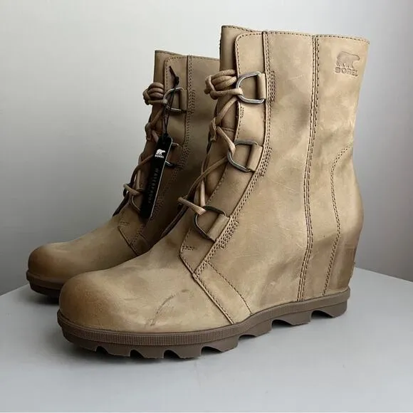 New Sorel Joan of Arc Wedge II Boots Ash Brown Waterproof Winter Boots