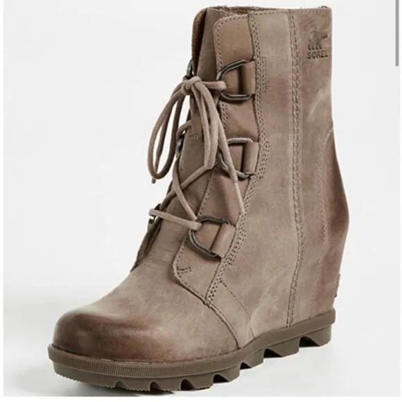 New Sorel Joan of Arc Wedge II Boots Ash Brown Waterproof Winter Boots