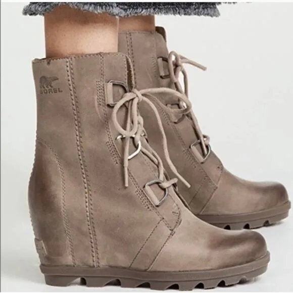 New Sorel Joan of Arc Wedge II Boots Ash Brown Waterproof Winter Boots