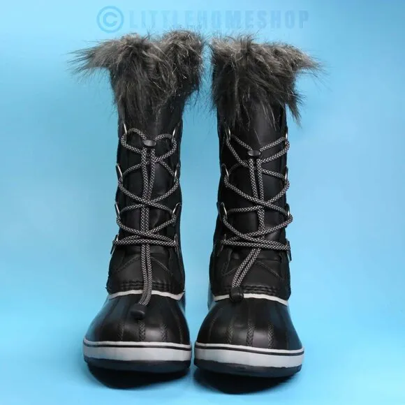 NEW!  Sorel Kids JOAN OF ARCTIC Youth Waterproof Boot, Black, Dove, Size 6