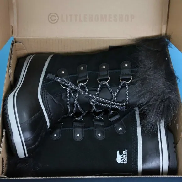 NEW!  Sorel Kids JOAN OF ARCTIC Youth Waterproof Boot, Black, Dove, Size 6