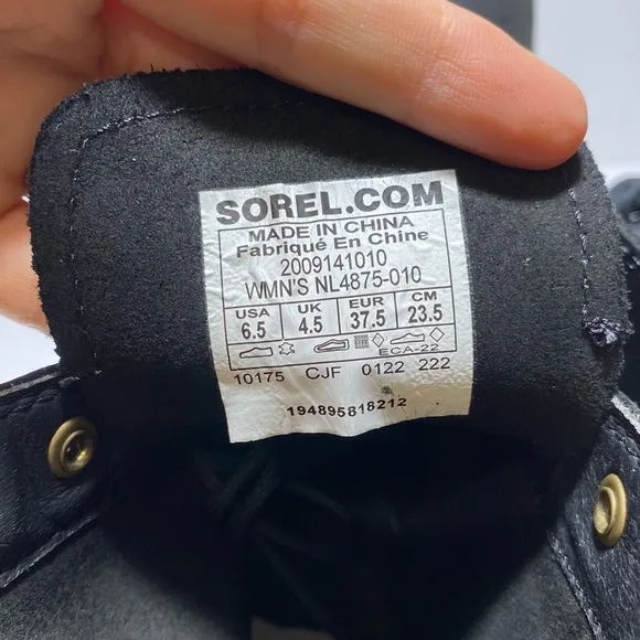 New SOREL Women's High-Line Lace-Up Black Combat Boots US Size 6.5