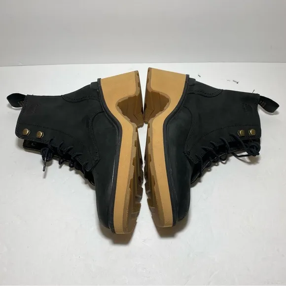 New SOREL Women's High-Line Lace-Up Black Combat Boots US Size 6.5
