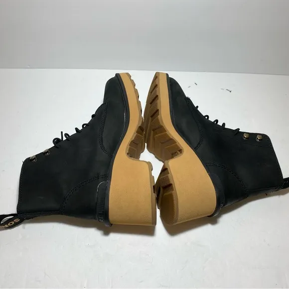 New SOREL Women's High-Line Lace-Up Black Combat Boots US Size 6.5
