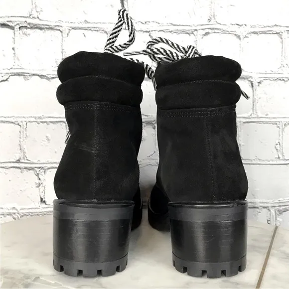 New Steve Madden Genny Suede Leather Combat Moto Lace Up Ankle GENN01S1 Size 9.5