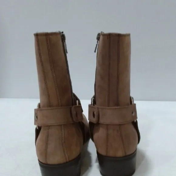 NEW TATHANIUM BROWN SUEDE LEATHER LINED MOTORCYCLE HARNESS BOOTS SOFT TOE 7.5