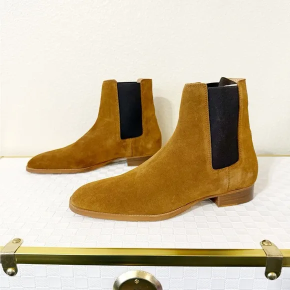 NEW The Kooples Men’s Brown Cognac Suede Pull On Chelsea Boots $495 MSRP Size 42