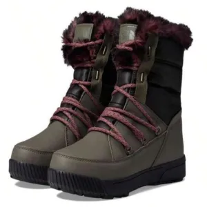 NEW THE NORTH FACE Leather Sierra Lux Waterproof Boots taupe green women 864tn