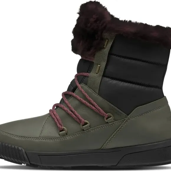 NEW THE NORTH FACE Leather Sierra Lux Waterproof Boots taupe green women 864tn