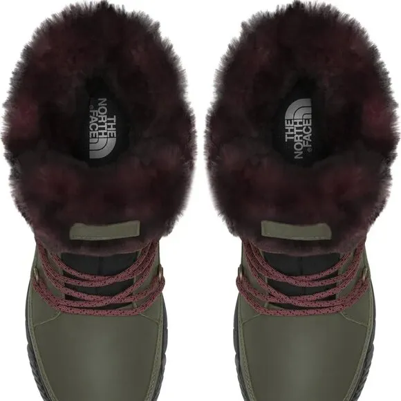 NEW THE NORTH FACE Leather Sierra Lux Waterproof Boots taupe green women 864tn