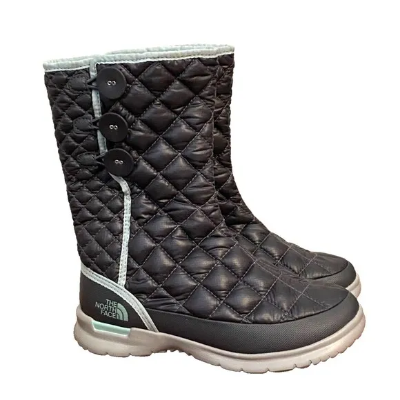 NEW! THE NORTH FACE Womens 5 Snow BOOTS Thermoball Insulated Button Quilted Gray