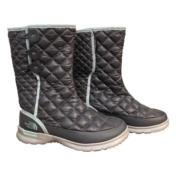 NEW! THE NORTH FACE Womens 5 Snow BOOTS Thermoball Insulated Button Quilted Gray