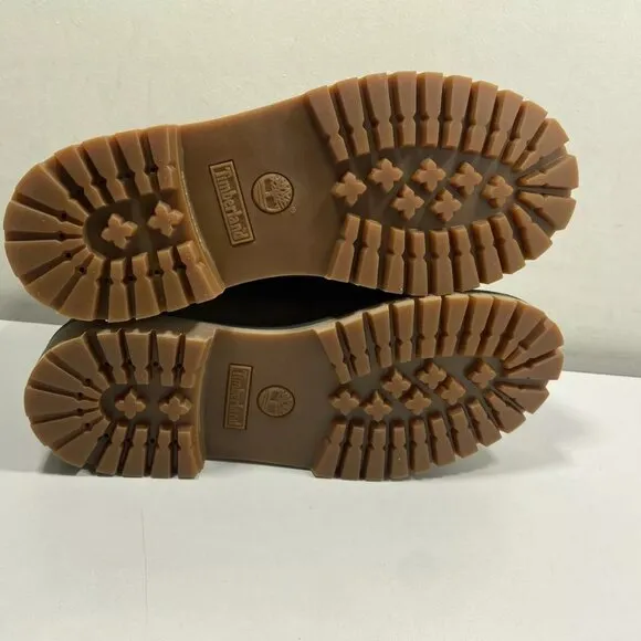 NEW TIMBERLAND Boys Premium Boots Size 6 Lace-Up Waterproof Leather Brown