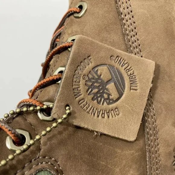 NEW TIMBERLAND Boys Premium Boots Size 6 Lace-Up Waterproof Leather Brown