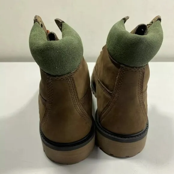 NEW TIMBERLAND Boys Premium Boots Size 6 Lace-Up Waterproof Leather Brown