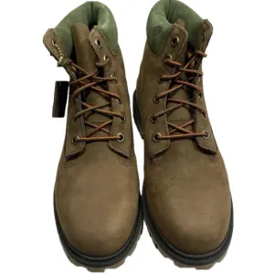 NEW TIMBERLAND Boys Premium Boots Size 6 Lace-Up Waterproof Leather Brown