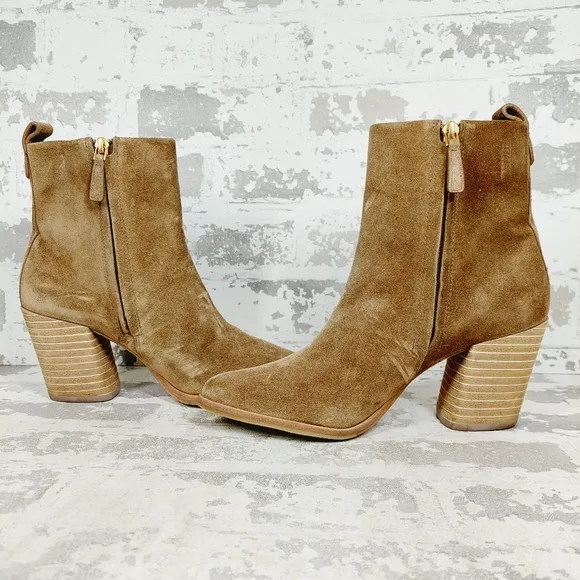NEW Tory Burch Beige Tan Suede Leena Ankle Boots E763