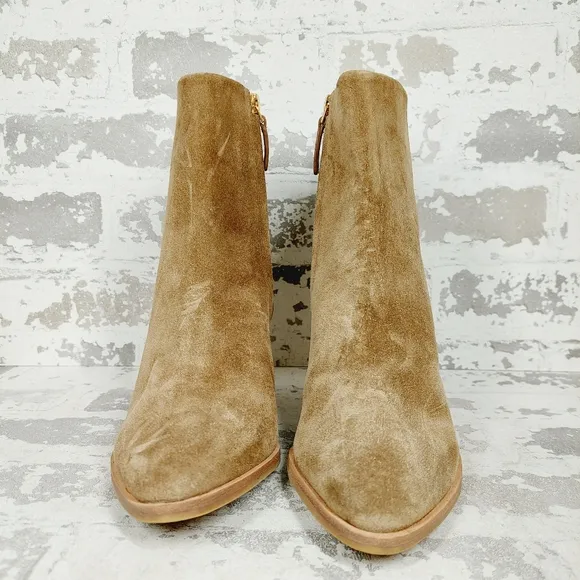 NEW Tory Burch Beige Tan Suede Leena Ankle Boots E763