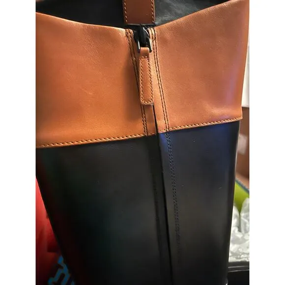 NEW Tory Burch Double T Riding Boots Vachetta Leather Women's Size 9 ($678)