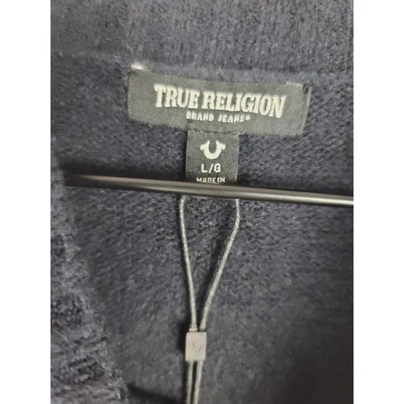 NEW TRUE RELIGION BLACK CROPPED WOMEN'S LOGO SWEATER - SIZE LARGE