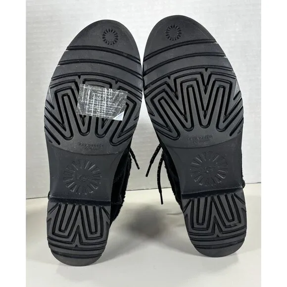 NEW UGG Romely Heritage Lace up Plush Boots In Black For Women's SZ‎ 12 Fashion