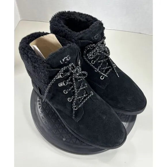 NEW UGG Romely Heritage Lace up Plush Boots In Black For Women's SZ‎ 12 Fashion