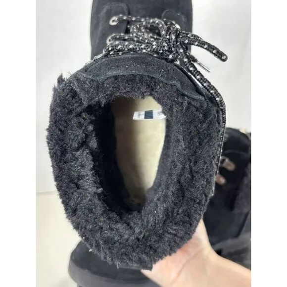 NEW UGG Romely Heritage Lace up Plush Boots In Black For Women's SZ‎ 12 Fashion