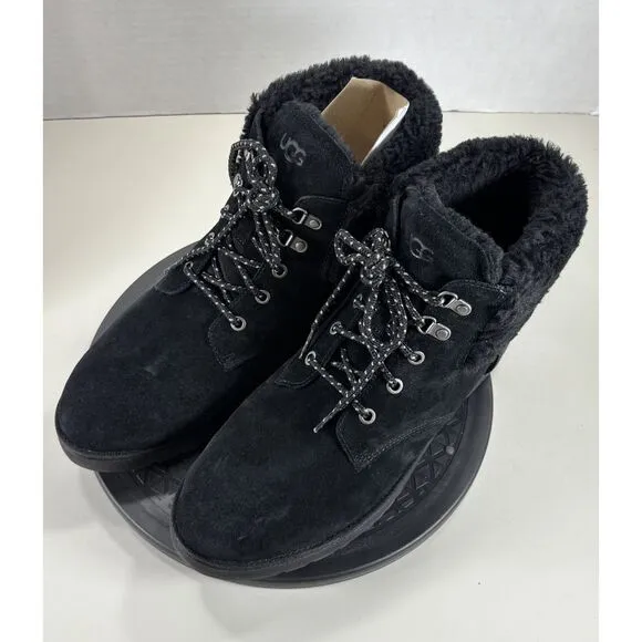 NEW UGG Romely Heritage Lace up Plush Boots In Black For Women's SZ‎ 12 Fashion