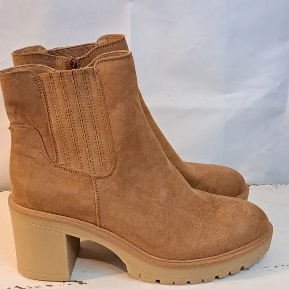 NEW UNIVERSAL THREAD KATRINA COGNAC PLATFORM CHUNKY HEEL BOOTIES SZ 11 NWT
