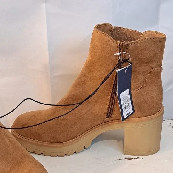 NEW UNIVERSAL THREAD KATRINA COGNAC PLATFORM CHUNKY HEEL BOOTIES SZ 11 NWT