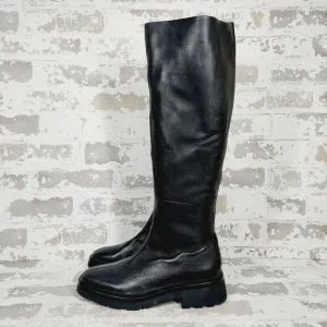 NEW Vince Rune Black Leather Tall Chunky Heel Winter Boots E1011