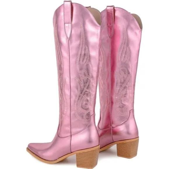 NEW  Western Cowboy Boots for Women - Knee High Wide Calf Cowgirl Boots