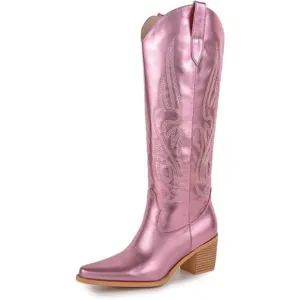 NEW  Western Cowboy Boots for Women - Knee High Wide Calf Cowgirl Boots