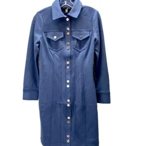 NEW WHITE HOUSE BLACK MARKET Long Sleeve Faux Suede Shacket Dress Size 0 Blue