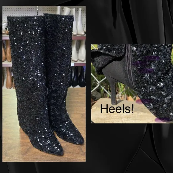 New Woman’s Size 8 Black Sequins Heels