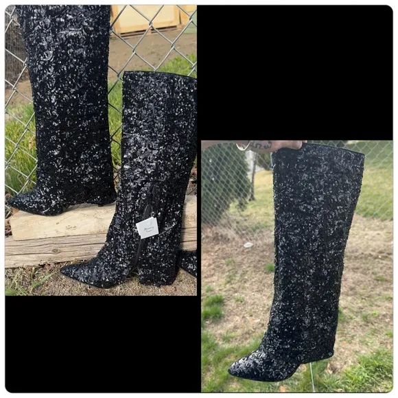 New Woman’s Size 8 Black Sequins Heels