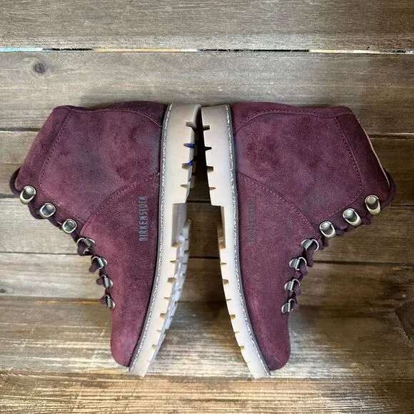 New Womens Birkenstock Jackson Maroon Suede Ankle Boots Size 37 US 6-6.5‎ Narrow