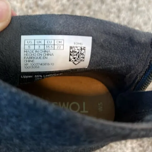 NEW Women's TOMS Lacy Bootie Forged Iron Grey Suede/Felt 5 $85 ankle boots Nice