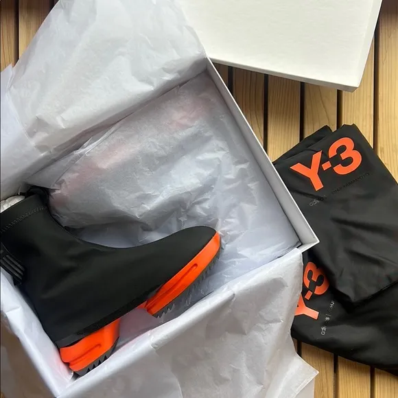 new Y-3 Two-Tone Neoprene Ankle Boot Sneakers in Black size Women’s US 7