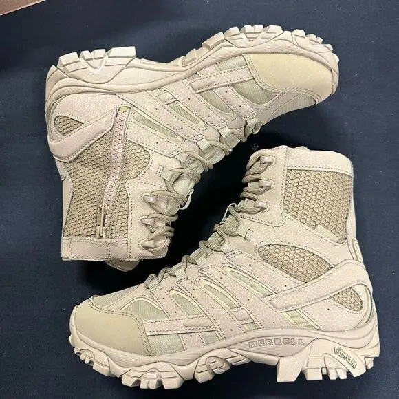 New Merrell Moab 2 8&quot; Tactical Waterproof Combat Boots Coyote Khaki 8