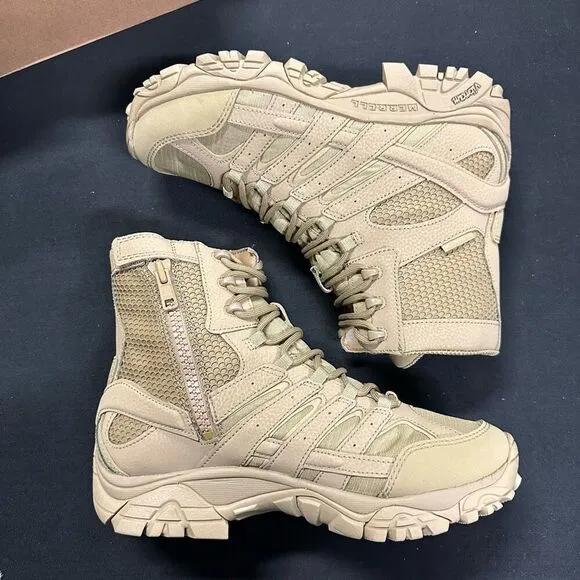 New Merrell Moab 2 8&quot; Tactical Waterproof Combat Boots Coyote Khaki 8
