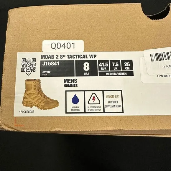 New Merrell Moab 2 8&quot; Tactical Waterproof Combat Boots Coyote Khaki 8