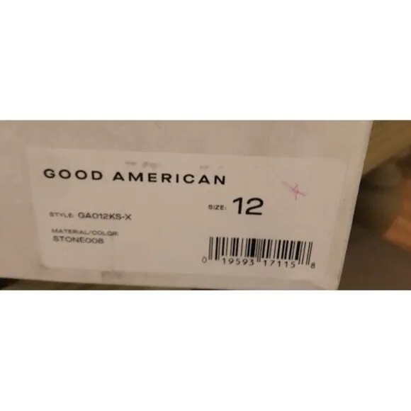 NIB $275 GOOD AMERICAN SCANDAL STONE BEIGE SUEDE STILETTO BOOTS SIZE 12