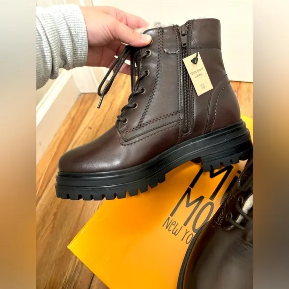 NIB Miz Mooz Leather Wool Lined Lace-Up Boots