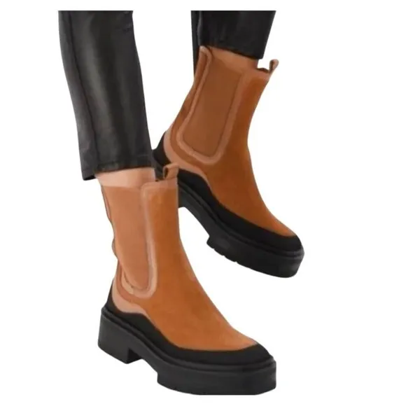 NIB Sam Edelman Lulia Camel Suede Chunky Ankle boots size 7.5