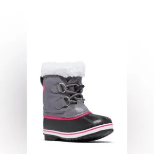 NIB Sorel Girls Children’s Yoot PAC Nylon Waterproof Snow Boots in Pink/Grey c10