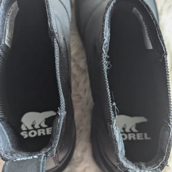 NIB Sorel Hi Line Heel Chelsea Boot in Sea Salt Black