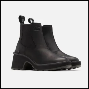 NIB Sorel Hi Line Heel Chelsea Boot in Sea Salt Black