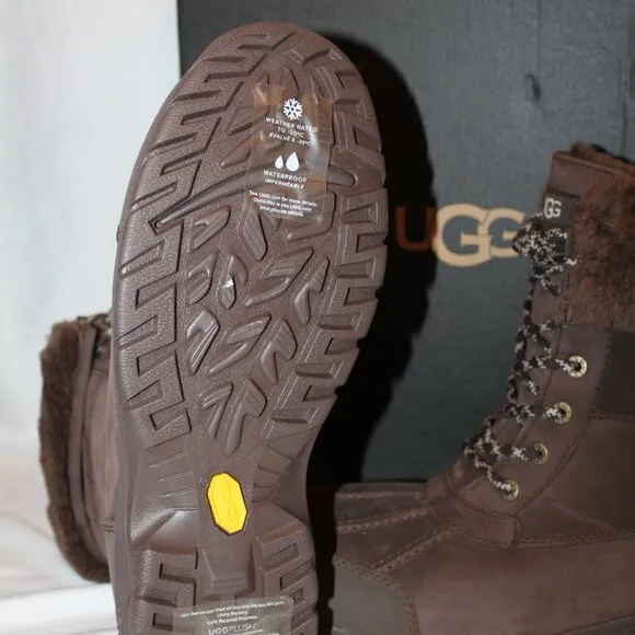NIB UGG MEN'S BUTTE LOGO‎ LEATHER SUEDE SHEARLING LINED WINTER SNOW BOOTS